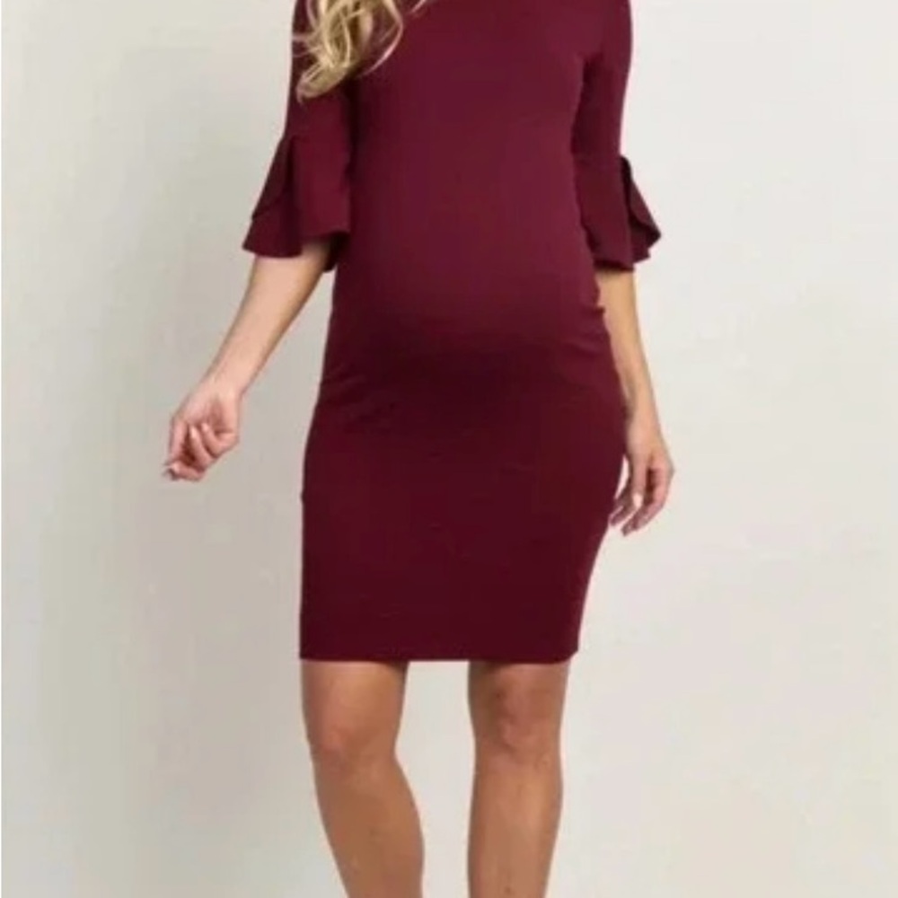 Pinkblush Burgundy Maternity Sheath Dress